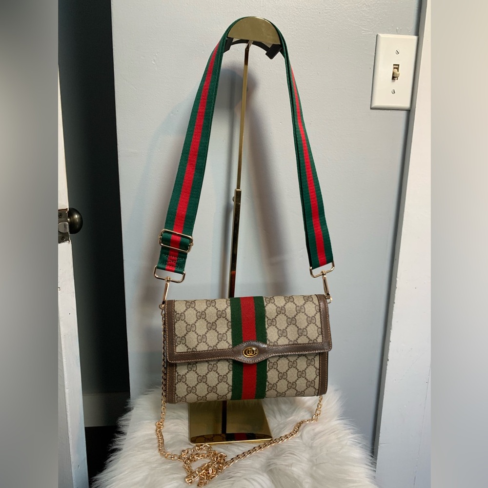 Authentic vintage 1980’s Gucci Sherry Line Ophidia clutch w/ free conversion kit - Picture 5 of 17
